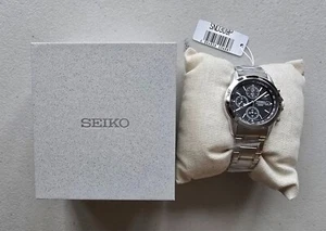 Seiko Watch Chronograph SND309P Men's Watch, Silver, Tachymeter, Brand New Boxed - Picture 1 of 11