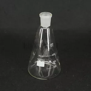 500ml 24/29 Joint Lab Conical Flask Erlenmeyer Boro Glass Graduated - Picture 1 of 4