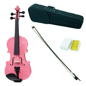 *GREAT GIFT* Children's 1/10 Size Pink Violin w Rosin, Cute Violin Case and Bow - Picture 1 of 7