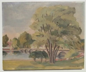 PINTURA AL ÓLEO ERICSON listada artista impresionista sueco puente sueco KARLSTAD - Imagen 1 de 12
