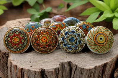 Multicoloured Ceramic Front Door Knobs Mandala Drawer Pulls Knobs Set of 25 Pc - Image 1 of 3