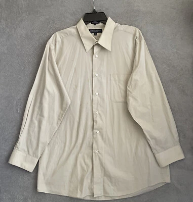 Camisa masculina Giorgio Brutini botão bege grande manga longa colarinho bolso leitura - Imagem 1 de 4