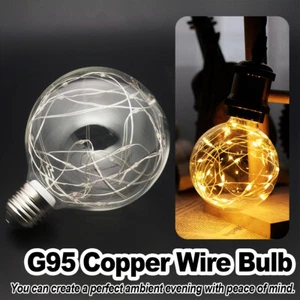 Colorful Led Copper Wire Bulb Lamp E27 Edison Filament G95 Round Ball Rgb Light - Picture 1 of 15