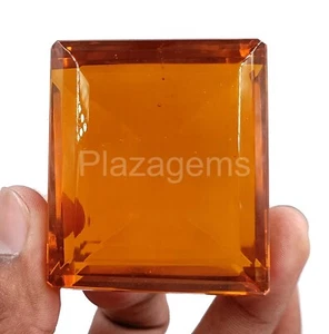Lab Created Emerald Shape Orange Citrine Certified 737.90 Ct Loose Gemstone - Picture 1 of 8