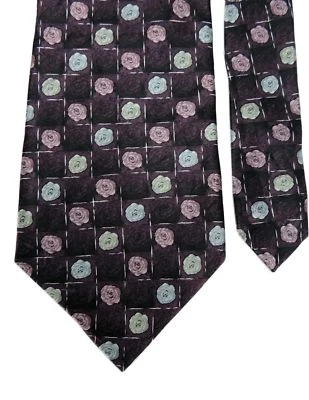 Corbata para hombre Van Heusen 100 % seda tejida floral púrpura multi 4" x 57" Foto 1 de 2