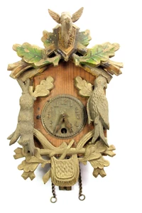 Antique JUBA German Sportsman's Cuckoo Clock - Deer, Rabbit & Pheasant Game - Picture 1 of 3