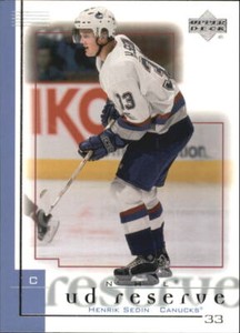 2000-01 UD Reserve Hockey #85 Henrik Sedin Vancouver Canucks