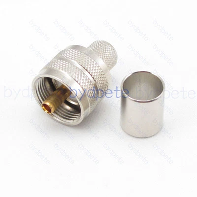 UHF male plug PL259 connector Crimp for RG8 LMR400 RG213 RG214 Coaxial cable  - Image 1 of 2