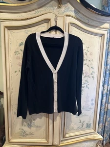 magaschoni cashmere sweater L Xl Black White - Picture 1 of 5