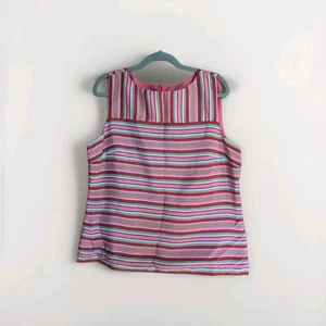 Talbots Sleeveless Blouse Sz 16 Silk Multi-Color Stripe Office Old Money Career - Picture 1 of 9