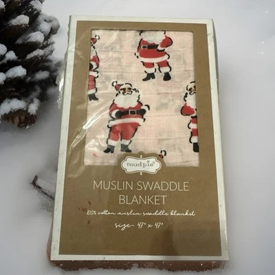 Manta de muselina estilo Papá Noel vintage 100 % algodón 47x47 - pastel de barro nueva rosa Foto 1 de 3