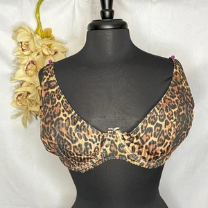 ASOS Design Ribbed Leopard Print Bikini Top 36I GUC - Picture 1 of 4
