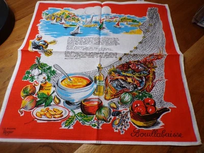 Ancien Torchon  " LA BOUILLABAISSE  " Publicité Les biscottes Roger - Photo 1/3