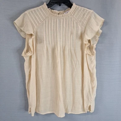 Nanette Lepore Cap Sleeve Beige Semi Sheer Blouse Top Shirt Lightweight Size XL - Image 1 of 4