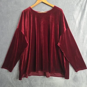 J Jill Red Velvet Velour Crew Neck Long Sleeve Top Plus Size 4X RN97641 - Picture 1 of 9
