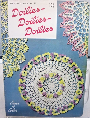 Tapetes-Doilies-Doilies, Star Doily Book 87, de colección ganchillo, 1951, gemas de color Foto 1 de 4
