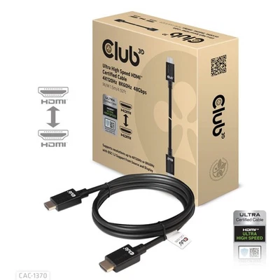Club 3D CAC-1370 Ultra High Speed HDMI™ 4K120Hz 8K60Hz Cable 48Gbps M/M 1.5m - Image 1 of 3