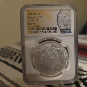 1893 CC Morgan Dollar 1oz. .999 NGC MS70 Morgan Label 2023 Fiji Mint - Picture 1 of 4