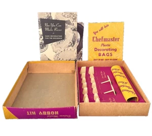 Vintage Lebensmittel Deko Set Chefmaster Cake / 1952, Originalkarton mit Anleitung - Bild 1 von 10