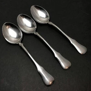 FB Rogers Oval Place Soup Spoons Stainless Fiddle Handle Flatware Japan 3Pc Set - Picture 1 of 5