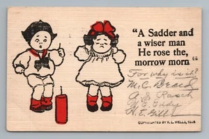 Boy Girl Firework Wells Morrow Morn Comic Humor 1900s Vintage Postcard - Picture 1 of 2