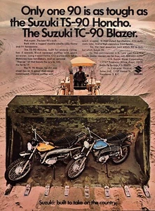 1971 Suzuki TS-90 Honcho & TC-90 Blazer Motorcycle Original Color Print Ad - Picture 1 of 1