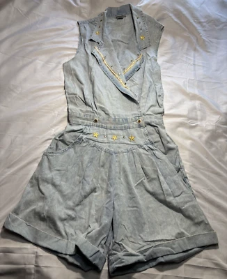 Mono Rio Inc Vintage Años 80 Grande Denim Dorado Joyas Tachonado Mameluco 806102D Nuevo de Lote Antiguo Foto 1 de 4