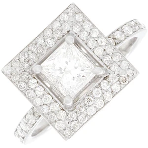 GIA Certified Diamond Engagement Ring 2.05 Carat Princess Cut 14k White Gold - Picture 1 of 6