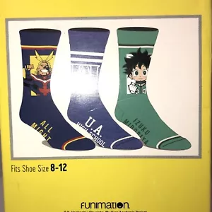 My Hero Academia 3 Pair Of Crew Socks Nwt Men’s Shoe Size 8-12 US - Picture 1 of 4