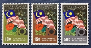 MALAYSIA 1973 10th Anniversary of Malaysia Set of 3V SG#105-107 MH - Picture 1 of 3