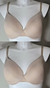 x2 Delta Burke Back Smoothing Full Coverage Lightly Lined Bra Beige Size 40DD - Picture 1 of 11