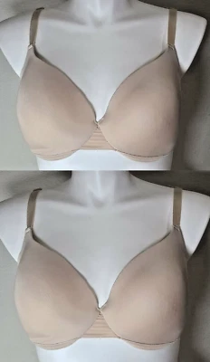 x2 Sujetador Delta Burke Back Suavizante Cobertura Completa Ligeramente Forrado Beige Talla 40DD Foto 1 de 4