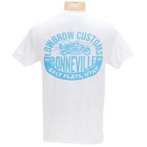 Lowbrow Customs Bonneville Salt Flats 2024 Racing Support Pocket T-Shirt - White - Picture 1 of 19