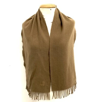 Bufanda de cachemir rectangular beige con logo Dunhill 54/12 pulgadas HECHA EN ESCOCIA #A106 Foto 1 de 4