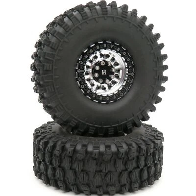 2x RC 1.9 Tires 120mm Tyres & 1.9 Metal Beadlock Wheels Rims For RC Mud Crawler - Image 1 of 4