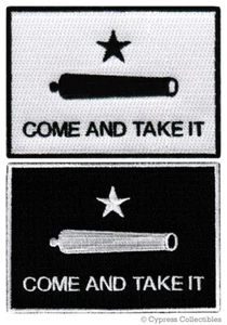 LOTE 2 PARCHES BANDERA VEN Y TÓMALO REVOLUCIÓN TEXAS HIERRO BORDADO GONZALES - Imagen 1 de 9