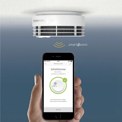 Hekatron Genius Plus 10-Jahres Rauchwarnmelder  incl. Sockel u. Klebepad - Bild 1 von 4