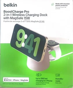 Belkin 2-in-1 Wireless Charging Dock with MagSafe - Sand (Open Box) - Picture 1 of 4