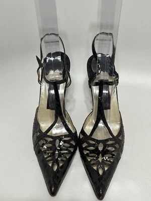 Vtg JOHN GALLIANO MID/LATE 90S DARK BROWN SNAKESKIN HEELS 8 - Image 1 of 4