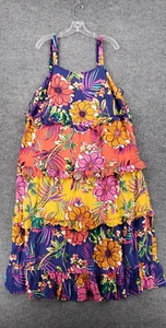 Ivy Street Dress Womens 2X Plus Purple Midi Floral Tiered Tank Sunflower A Line - Picture 1 of 13