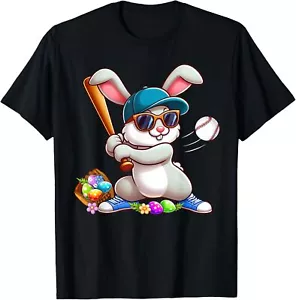 Funny Baseball Bunny Easter Shirts For Kids Boys Toddlers T-Shirt - Picture 1 of 5