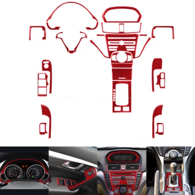 Kit completo de molduras interiores de fibra de carbono rojo 27 piezas para Acura TL 2009-14 Foto 1 de 4