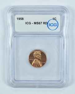 1958 Lincoln Wheat Cent MS67 RD ICG - Picture 1 of 5