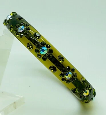 Pulseira da moda B048 cor olivina redonda transparente plástico flor strass - Imagem 1 de 4