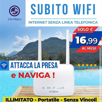 SUBITO WIFI MODEM ROUTER WIFI CON INTERNET ILLIMITATO A 16,99€ SENZA VINCOLI - Immagine 1 di 4