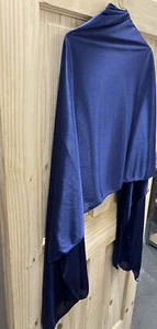 Seidiger Satin Hochzeit Halstuch Stola Tuch Pashmina Schal Reichweite blau - Bild 1 von 5