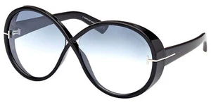 Tom Ford Edie Women's Shiny Black Butterfly Sunglasses - FT1116 01X 64 - Italy - Picture 1 of 3