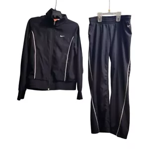 Nike Athletic Dept Black Track Suit Vintage Set Y2K Jacket Medium Pants Small - Picture 1 of 14
