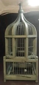 Antiker Vogelkäfig Holz/Metall Drahtkuppel Taj Mahal Stil sehr schön feiner Käfig - Bild 1 von 10