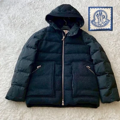 MONCLER Gum Blue Wool Puffer Jacket Black - Image 1 of 4